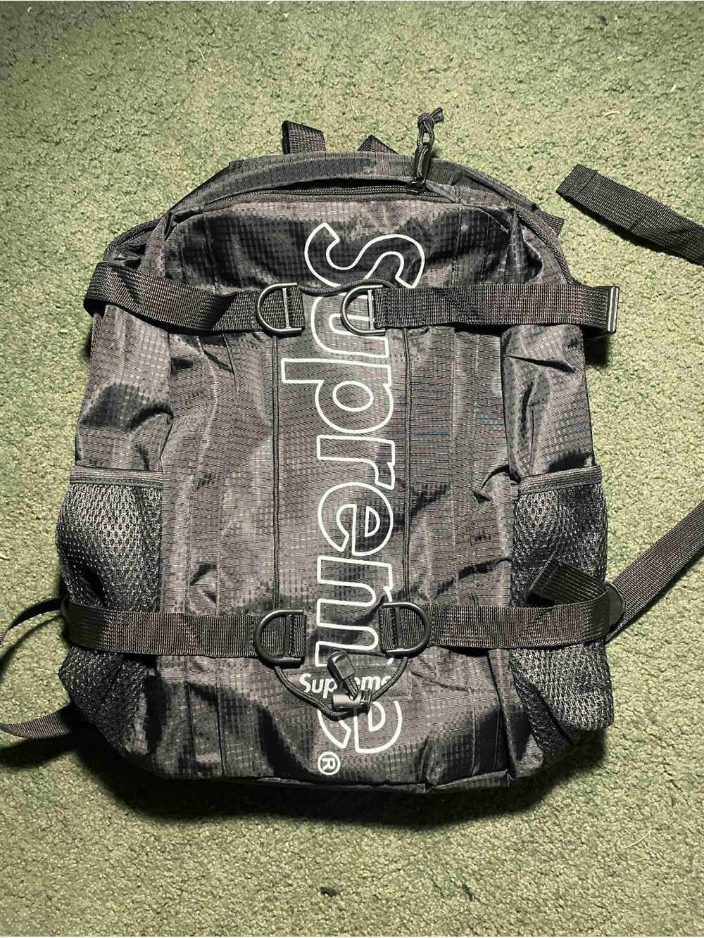 Supreme Black Vertical Logo Backpack for Men